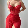foreign trade sexy european and american lingerie see-through lace mesh seductive panties dress two-piece set for women
