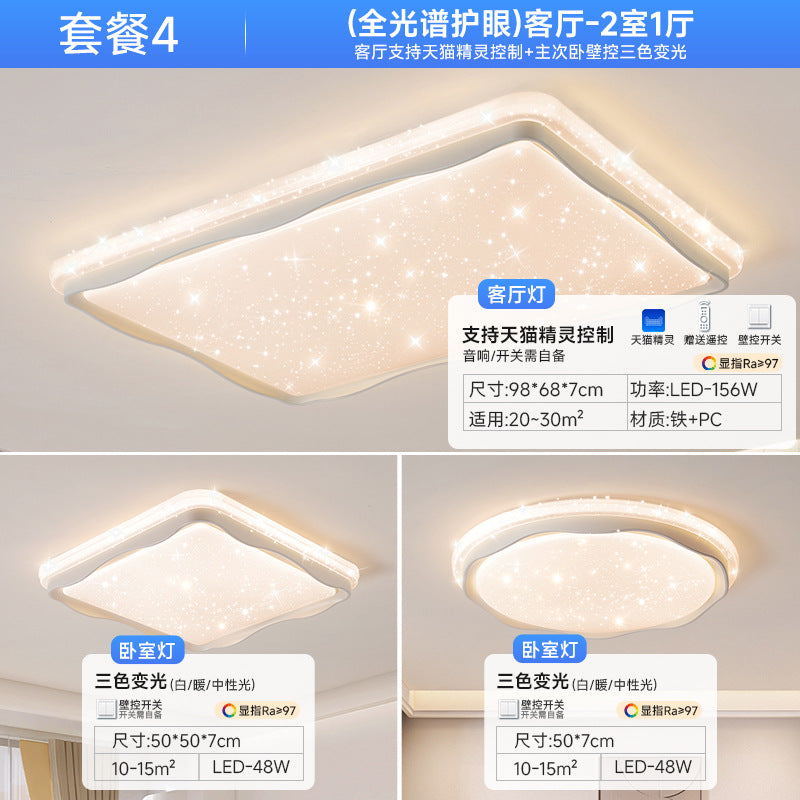 Wood grain wabi-sabi wind bedroom log wind ceiling light household master bedroom light whole house package light walnut color study light