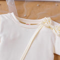 Hot-selling new princess dress for 's international market: solid color, round neck, beaded puff sleeve dress with bow