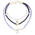 Wholesale polymer clay pearl necklaces - european & american bohemian purple beaded accessories - ocean-inspired starfish layered necklaces for women