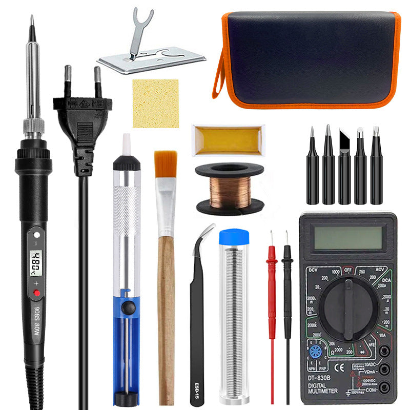 80W internal thermal digital display electric soldering iron adjustable temperature 908S multimeter combination set maintenance tool electric welding pen soldering iron