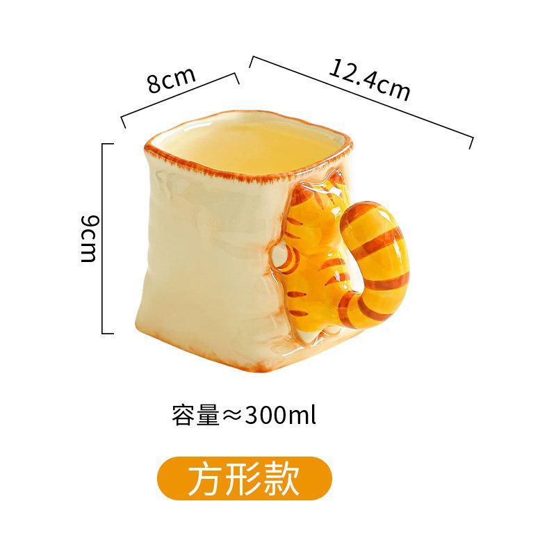 Cat-themed ceramic mug - underglaze decoration, high-style design, perfect for office or home use, creative and cute coffee cup