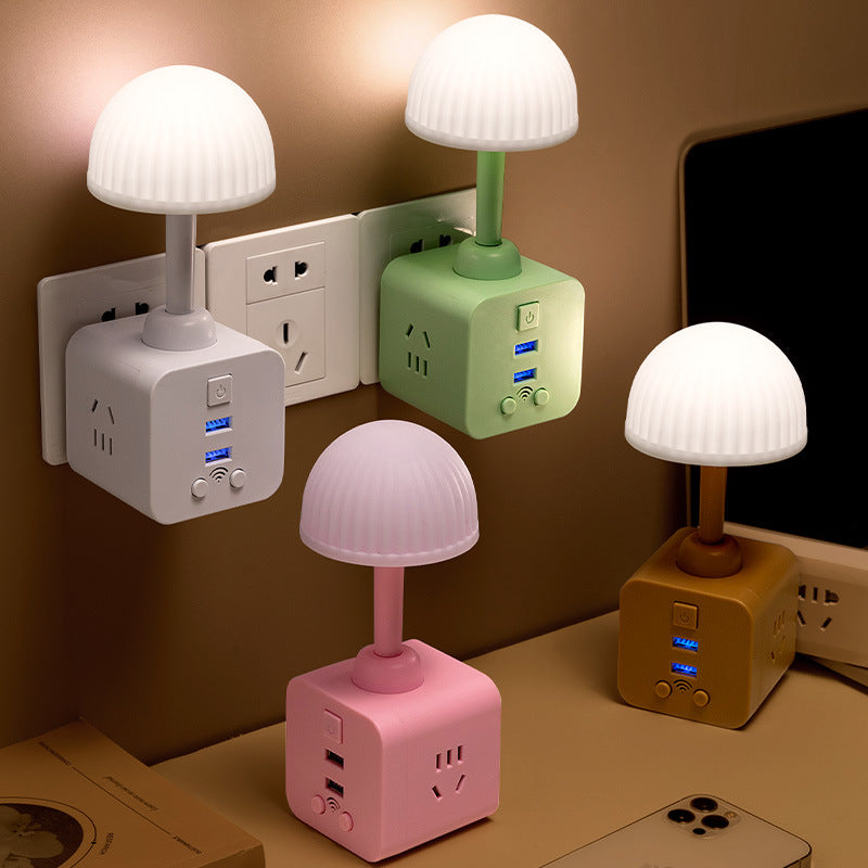 Ai voice control night light - smart bedside lamp with sound activated sensor, outlet, and plug-in design for easy nighttime use