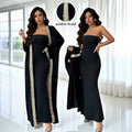 Amazon cross-border fashion: gold-trimmed cardigan + bandeau dress elegant formal set