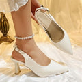 2026 burgundy patent leather pointed-toe sandals - women's high heel slingbacks with buckle strap, versatile and elegant work shoes