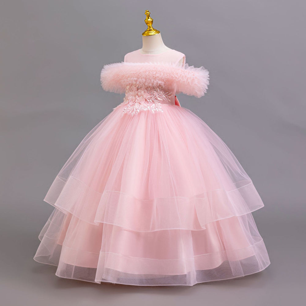 Factory direct children's floral tulle dress - princess style, perfect for runway shows and baby photoshoots