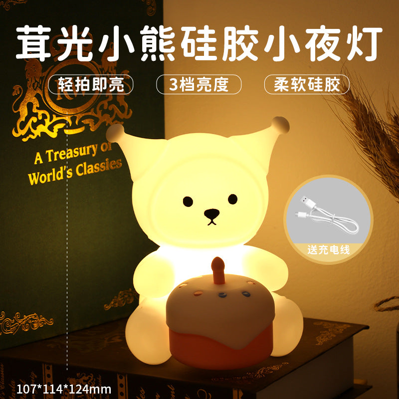 Factory direct cartoon bear silicone pat light - ambient ornament, night light, bedside lamp, holiday gift, sleep companion