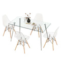 Glass dining table modern casual table living room 4 people 6 people rectangular tempered glass dining table and chairs