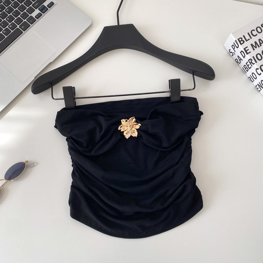 Sense of designniche stylestereo flower age reduction camisole women's pure desire sexy hot girl outwearshortcrop toptops