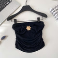 Sense of designniche stylestereo flower age reduction camisole women's pure desire sexy hot girl outwearshortcrop toptops