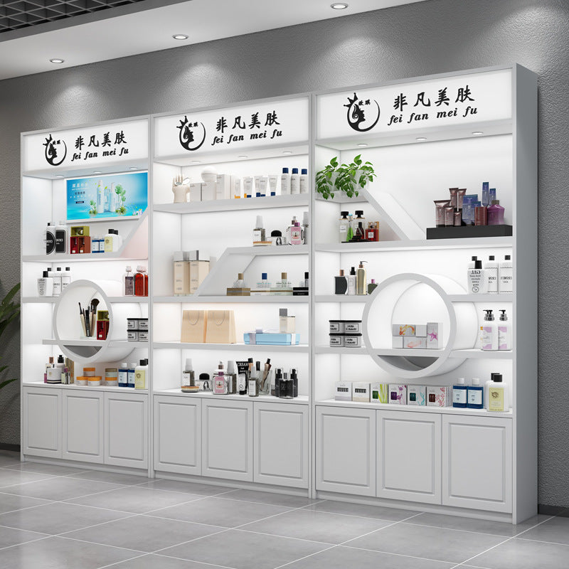 Paint Cosmetics Display Cabinet MDF Fiberboard Storage Movable Beauty Salon Product Cabinet Creative Display Cabinet