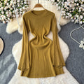Autumnew arrivalexport pure lust style hot girl silmlong sleevesknittingdress women's casual round neck elegant short skirt