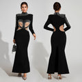 C7256 cross-border   fashion women's heavy beaded cutout mermaid evening gown