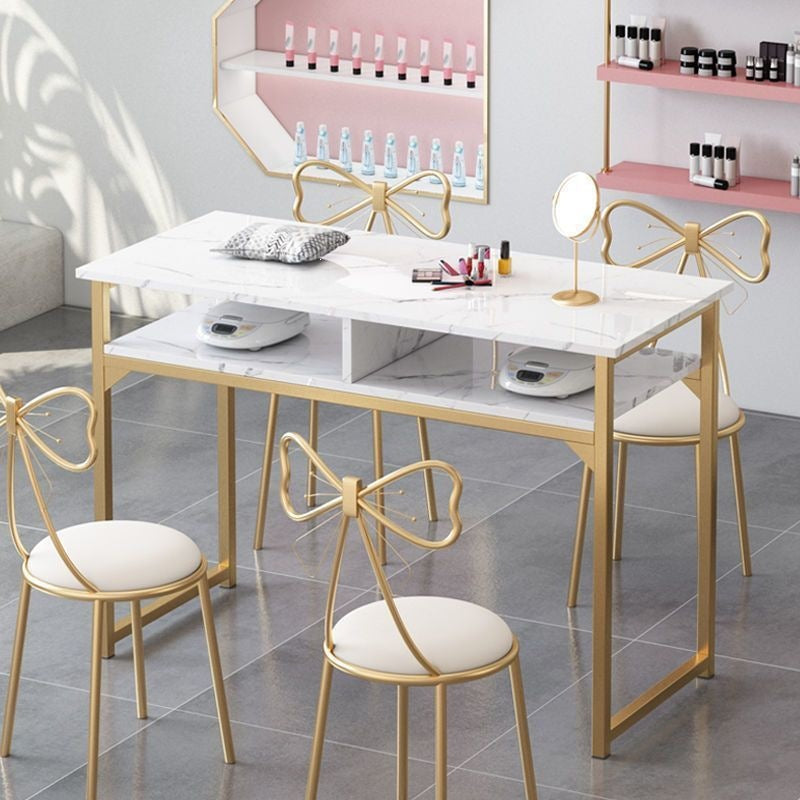 Influencer-approved nail table set: professional nail salon furniture, new light luxury double nail table with solid wood base