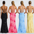 C7672 cross-border   fashion women's elegant sexy jacquard camisole party dress