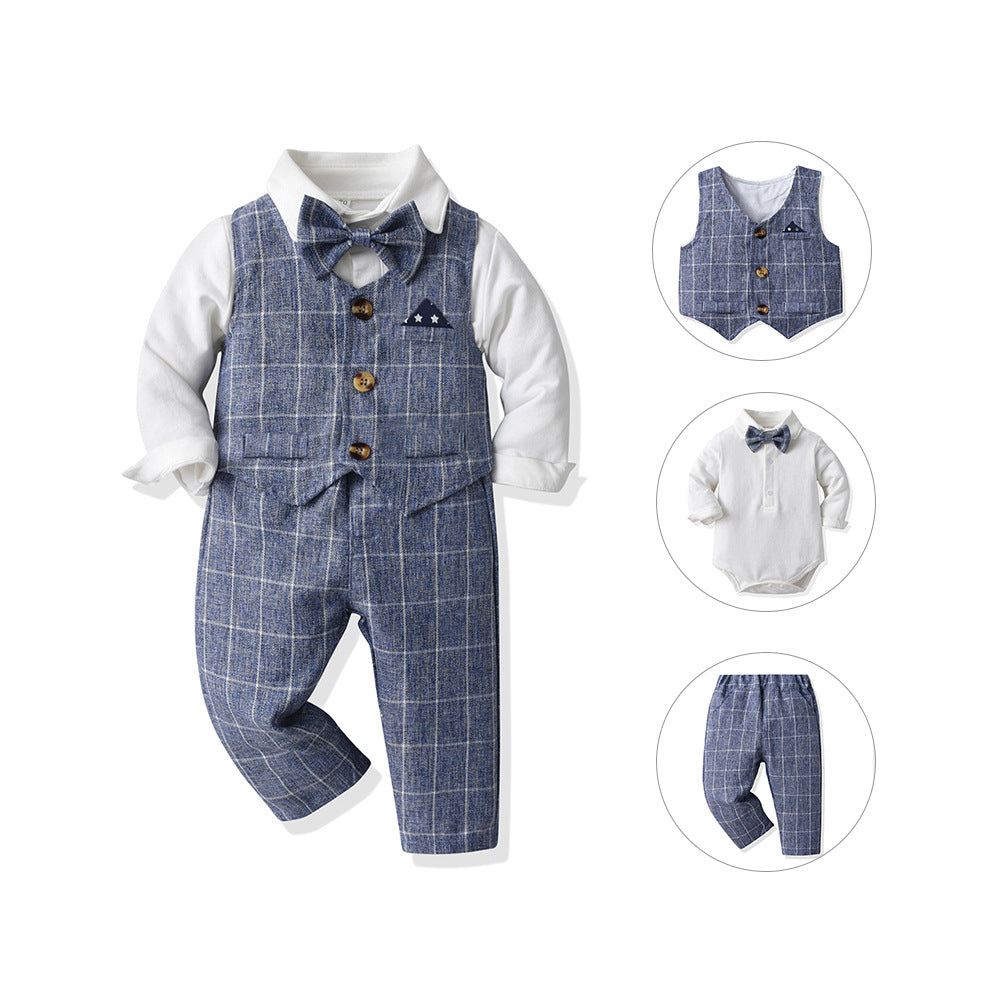 Baby spring & fallnew arrival first birthday dress boys gentleman suit kids vest small suit catching week clothes