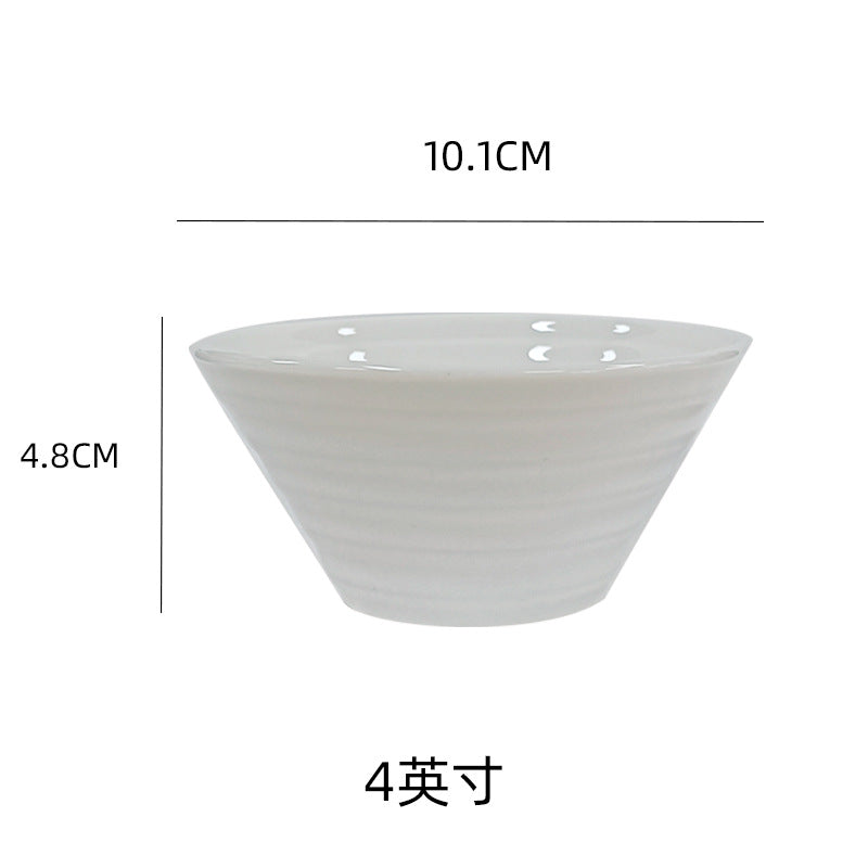 Restaurant hotel for home ceramic rice bowl dipping bowl scandinavian pure whitestylish ceramic soup bowl dessert tall bowl