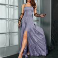 2025 european and american new women's spaghetti strap backless sexy slit glitter evening party banquet gown dress