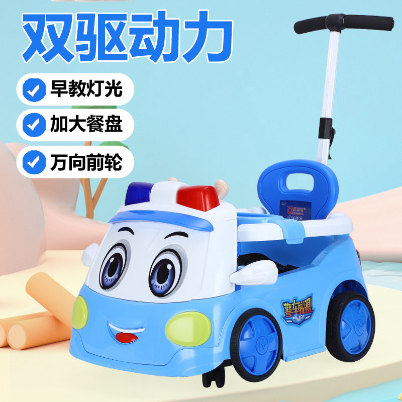 Police Car Alliance Genuine remote control electric vehicle anti-rollover boys and girls can sit and push four-wheeled electric toy car