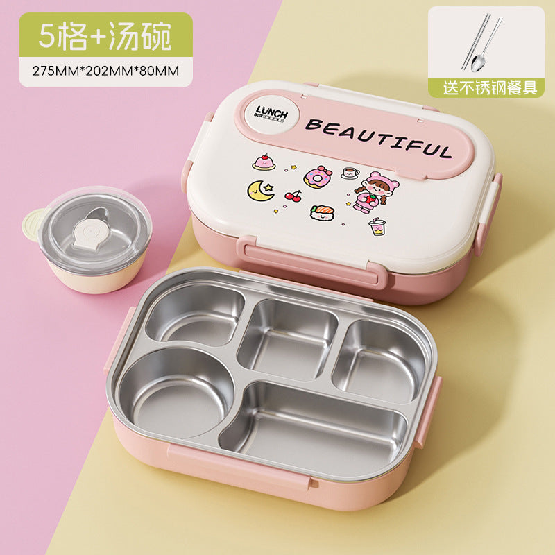 Kids' insulated lunch box - perfect for elementary and middle school students - divided compartment bento box - 304 stainless steel lunch container for boys
