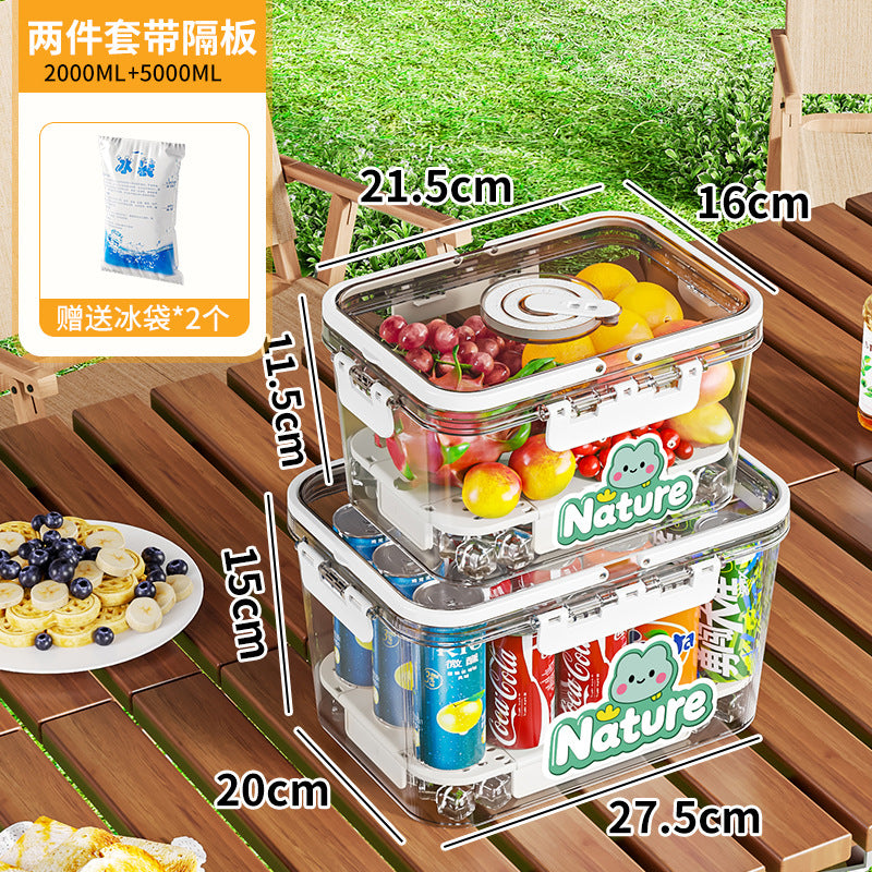 Portable crisper portable camping household refrigerated fruit bento sealed food grade outdoor storage box