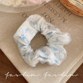 French retro floral lace pig intestine ring women's korean rubber band head flower hair ring headband hair accessories 2026 new style