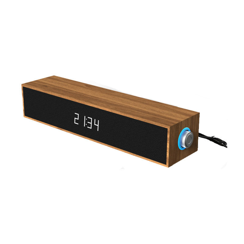 Leerfei e3608 wooden speaker clock display bluetooth subwoofer home audio bluetooth desktop one-wire connection