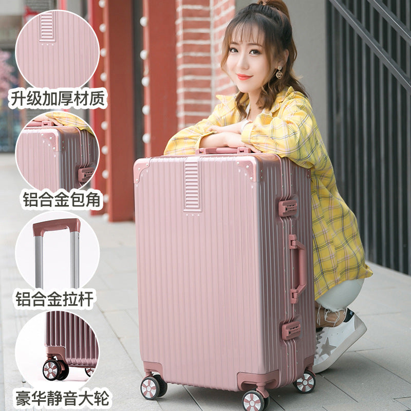 Luggage Internet celebrity trolley case female aluminum frame suitcase universal wheel male ins password case 20 inches 24 leather case 28
