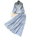 French chic v-neck embroidered jacket & high-waisted pleated skirt two-piece set - autumn , effortless luxury & elegant style