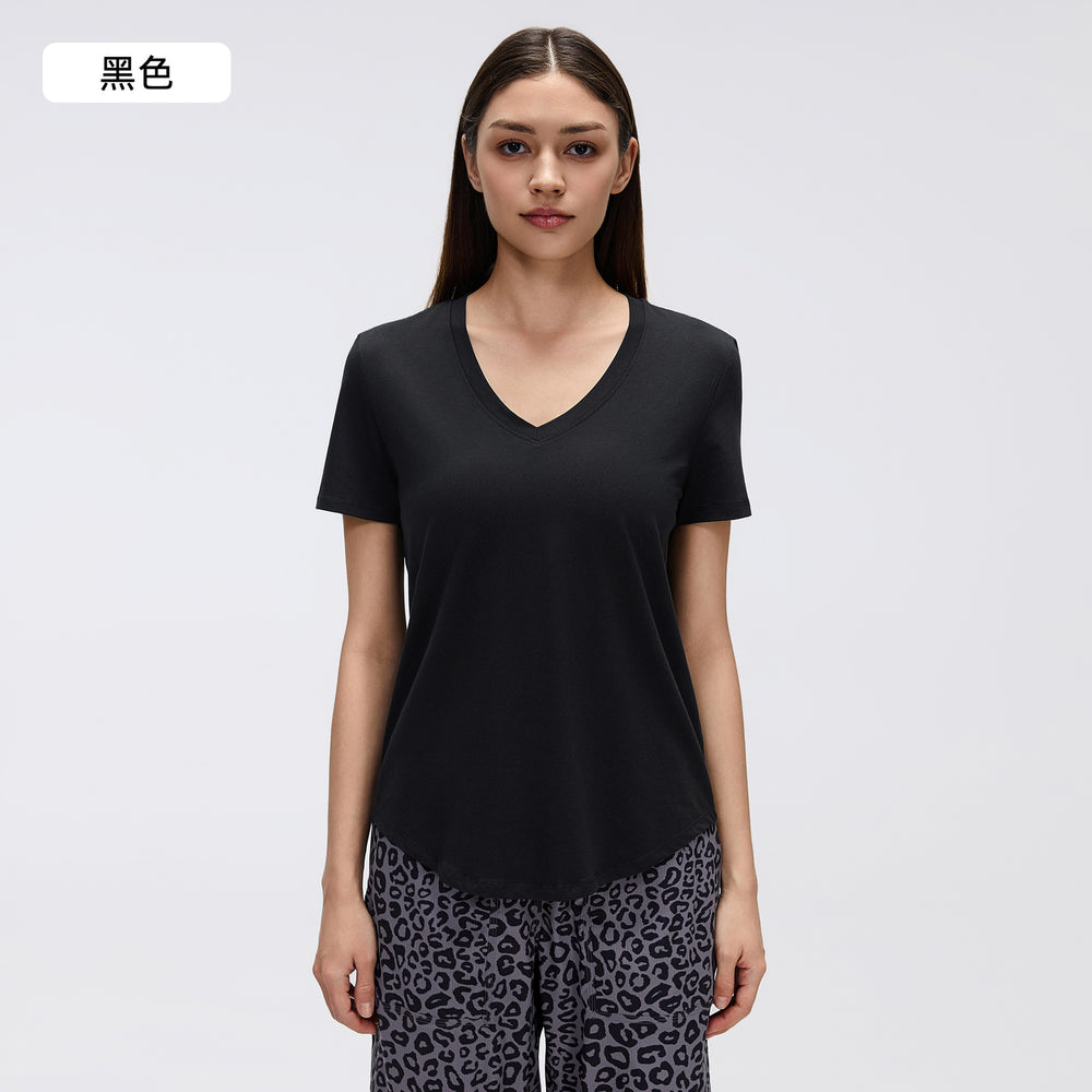 Women's yoga short-sleeve running t-shirt - loose fit, slimming, workout top - summer lightweight - d26087