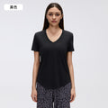 Women's yoga short-sleeve running t-shirt - loose fit, slimming, workout top - summer lightweight - d26087