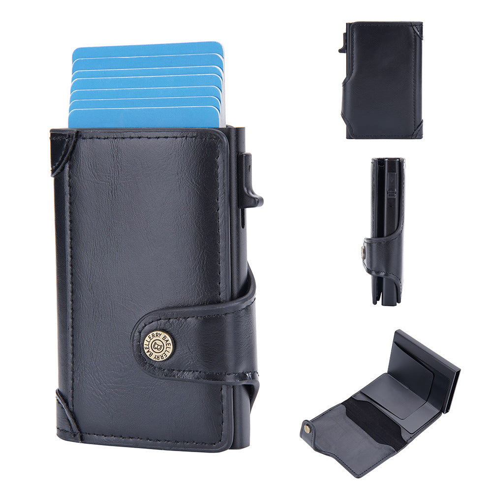 Baellerry's new men's card bag Cross-border RFID anti-magnetic side push card sleeve Aluminum box buckle card bag batch