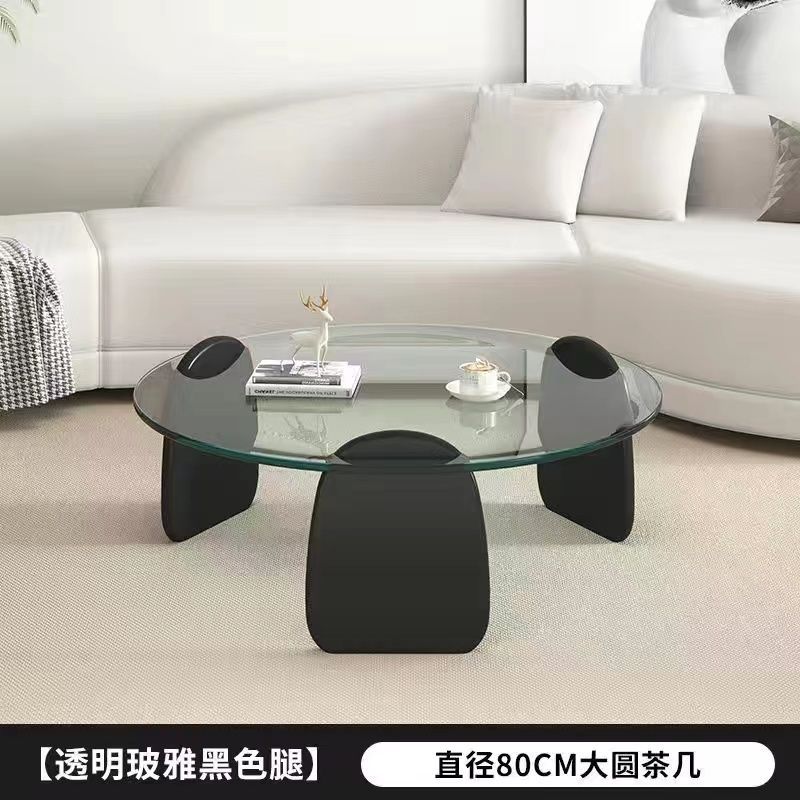 Tempered glass coffee table living room home round combination nordic popular style light luxury italian minimalist tea table small apartment