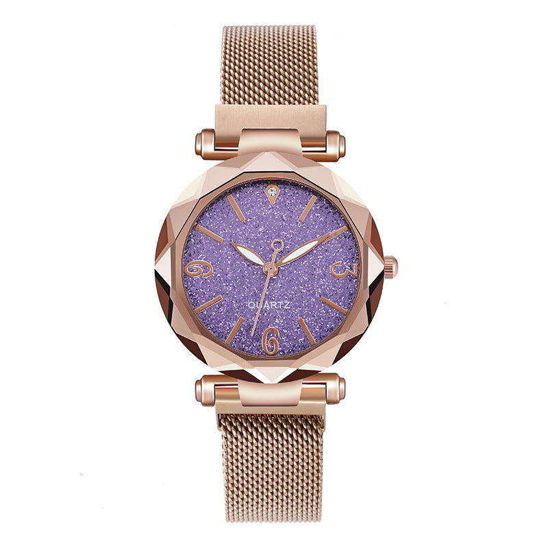 Ready-to-ship wholesale starry sky watches, women's quartz watches with magnetic strap – one-piece dropshipping available