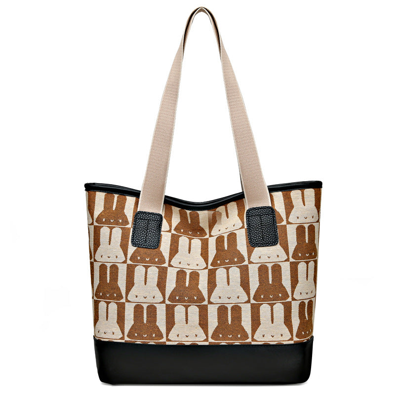 Women's bag 2024 new shoulder bag large capacity handbag fashionable versatile canvas bag commuter tote bag