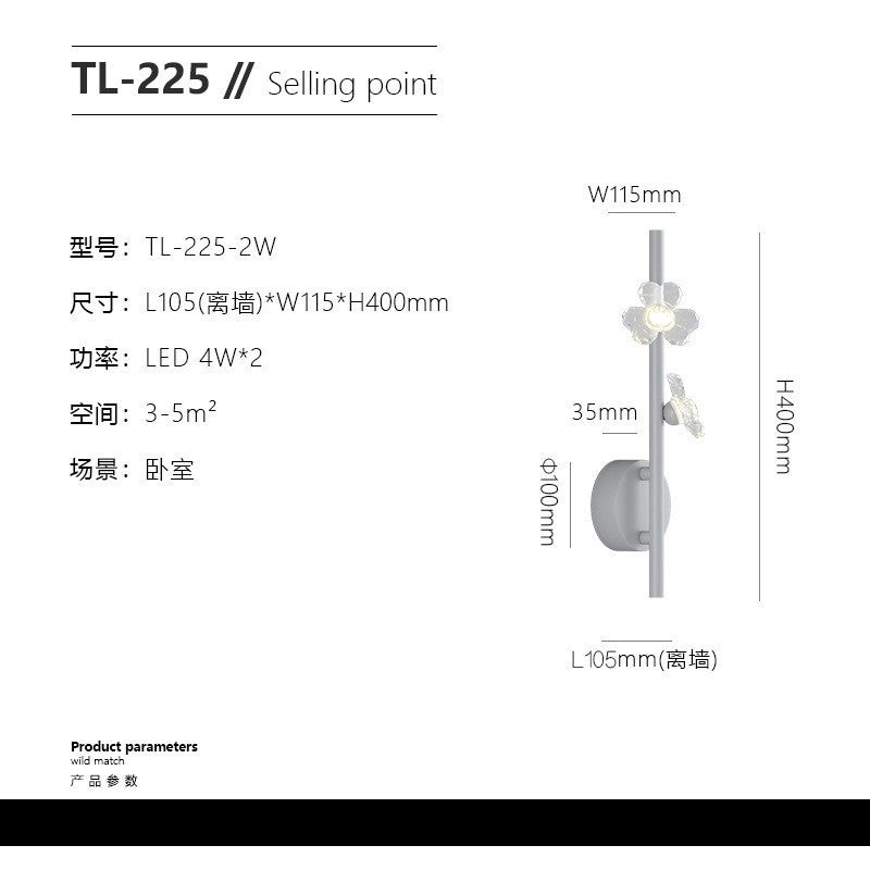 Wall lamp light luxury personality creative bedroom led bedside lamp Nordic simple modern living room TV series background wall lamp