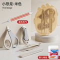 Lf - little dinosaur style - beige + light-up ear spoon + baby cotton swabs