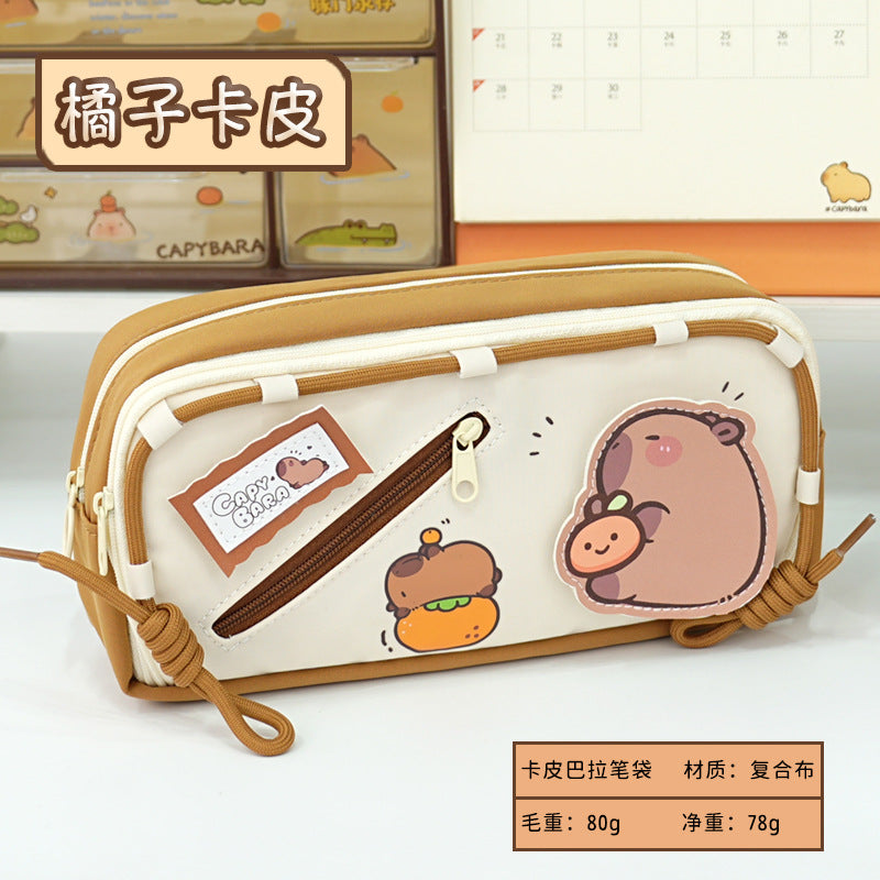 2025 Pain bag pencil bag New girls niche cute high-value burger Large capacity stationery box DIY stationery bag