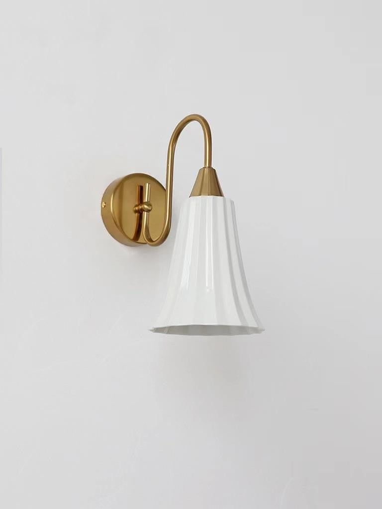 French retro white ceramic chandelier American all-copper bedroom dining room living room full spectrum glass cream wind lighting