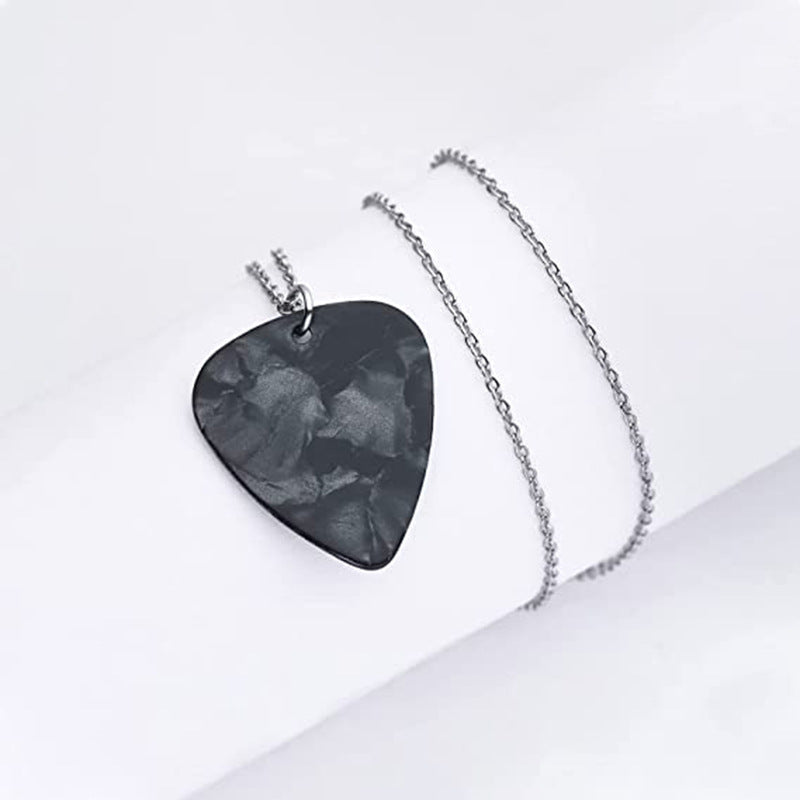Amazon cross-border hot-selling new jewelry: guitar pick pendant necklace, stainless steel hellfire earrings for layering