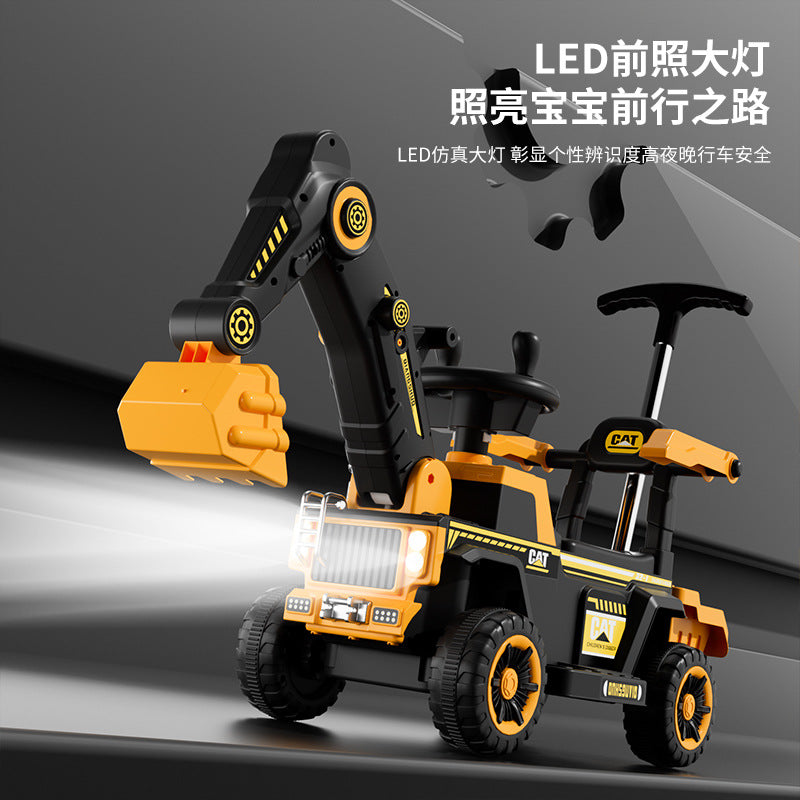 New children's excavator electric seated four-wheeled car large toy excavator baby remote control excavator