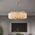 Luxury marble & solid brass living room chandelier - modern minimalist lighting for dining room, bedroom, show home, villa, duplex, and grand hall