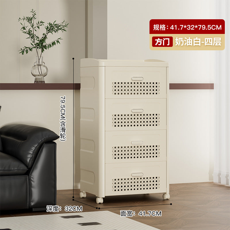 Household trolley foldable storage rack multi-functional finishing box living room bedroom dustproof thickened snack storage cabinet