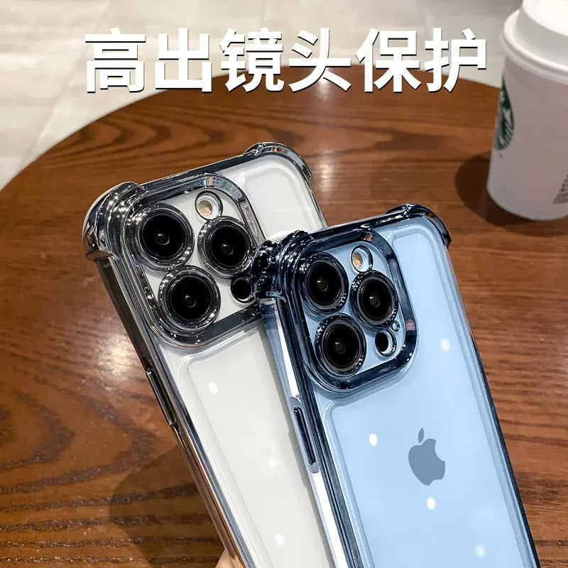 Electroplated four-corner anti-drop airbag case for iphone 15, 16, and 17 - precision cut, full coverage, transparent protective shell