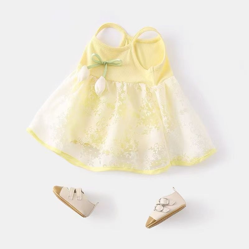 Baby summer thin clothes baby girl super cute princess skirt hundred days banquet outwear sleeveless dress trendy