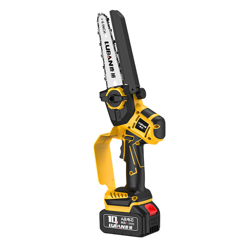 Cross-border 6-inch 8-inch lithium battery chain saw, rechargeable chainsaw, portable household small logging single hand saw, tree cutting and pruning saw