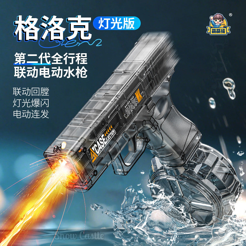 new arrival: fully automatic second-generation electric glock water gun with lights - outdoor toy for boys and girls