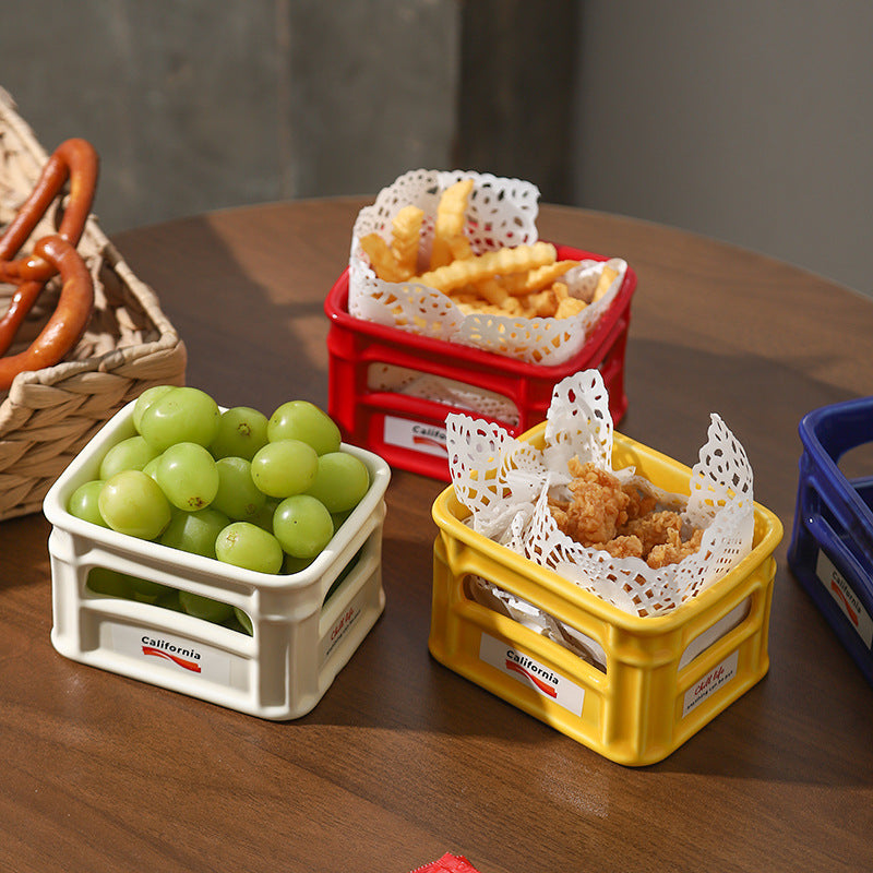 陶瓷薯条碗高颜值网红爆米花零食碗创意小吃筐家用水果碗造型碗篮