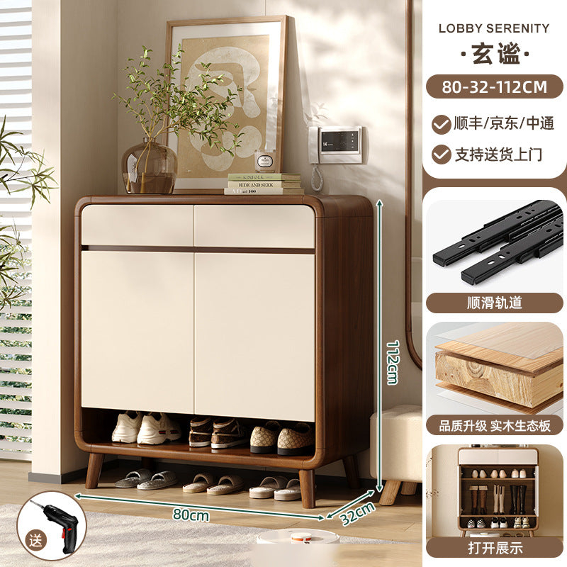 Shoe cabinet household entrance home storage integrated against the wall indoor entrance corridor corridor 2025 explosion solid wood shoe rack