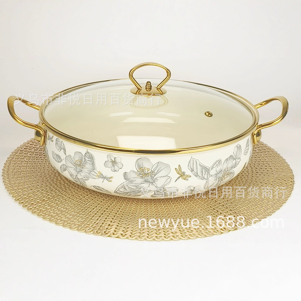 Hot-selling enamel soup pot and seafood pot for cross-border e-commerce, direct from the manufacturer. cast iron with a painted finish, perfect for home kitchens. sold individually